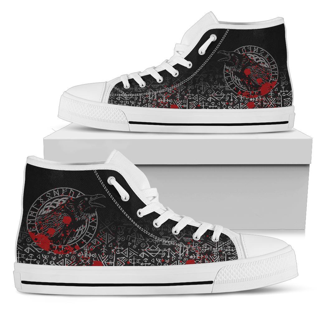 Viking High Top Shoes Odin Raven Rune Futhark Blood RLT12