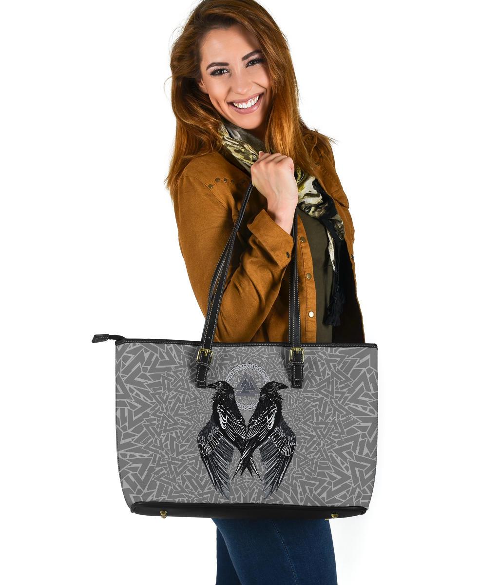 Viking Large Leather Tote Raven Valknut RLT12