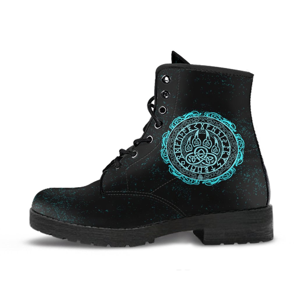 Viking Leather Boots Viking Bear Claws Cyan Tattoo RLT12