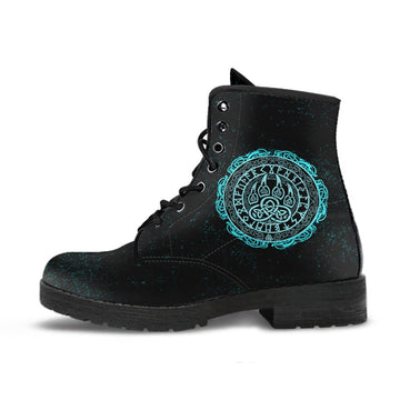 Viking Leather Boots Viking Bear Claws Cyan Tattoo RLT12
