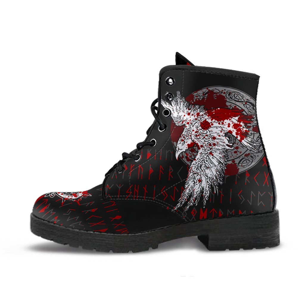Viking Leather Boots Mystical Raven Tattoo Blood RLT12