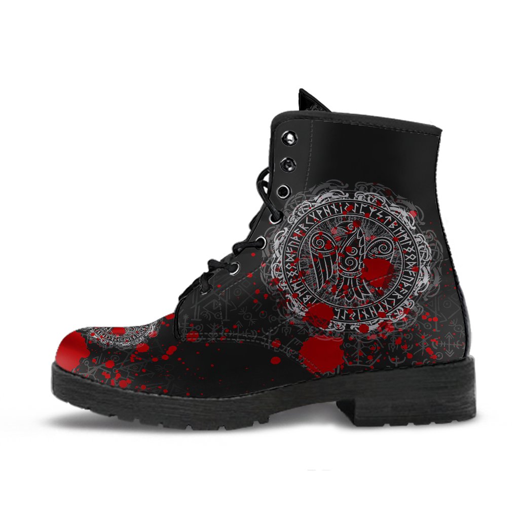 Viking Leather Boots Raven Celtic Tattoo Blood RLT12