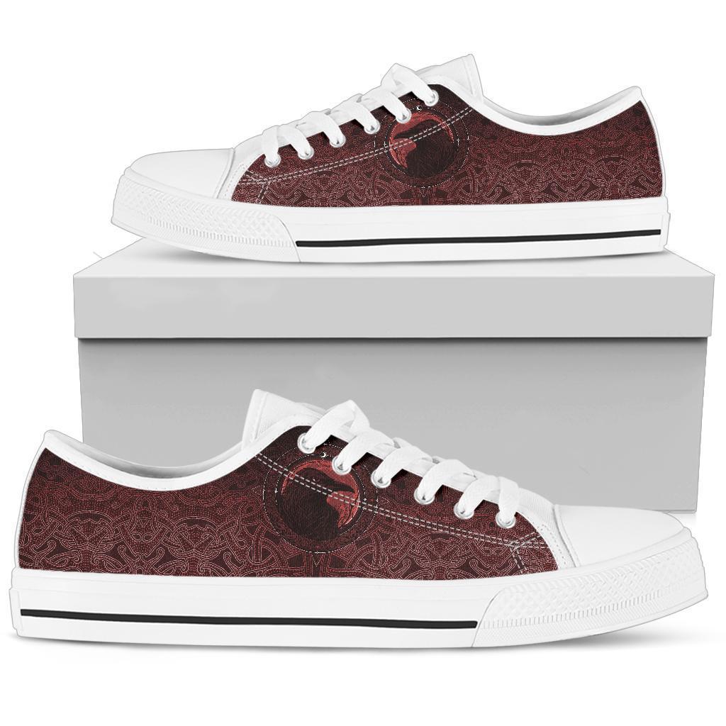 Viking Low Top Shoes, Ethnic Odin Raven Red RLT12
