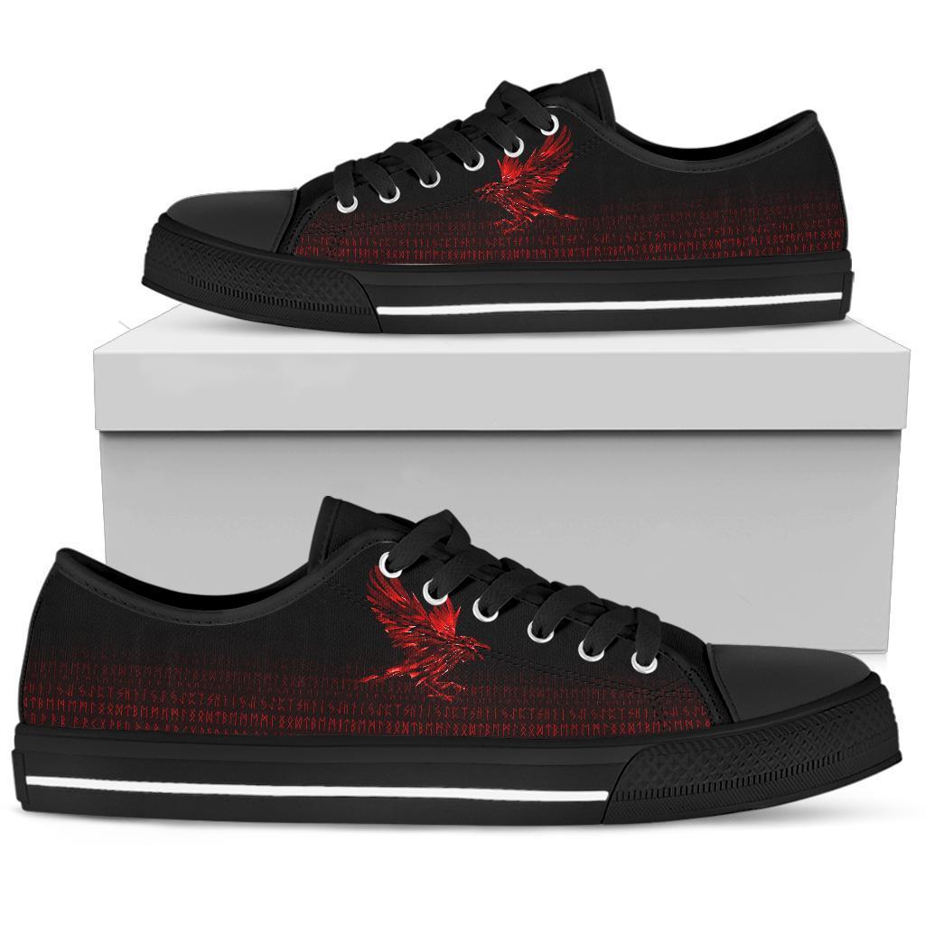 Viking Low Top Shoes The Raven Of Odin Rune, Red RLT12