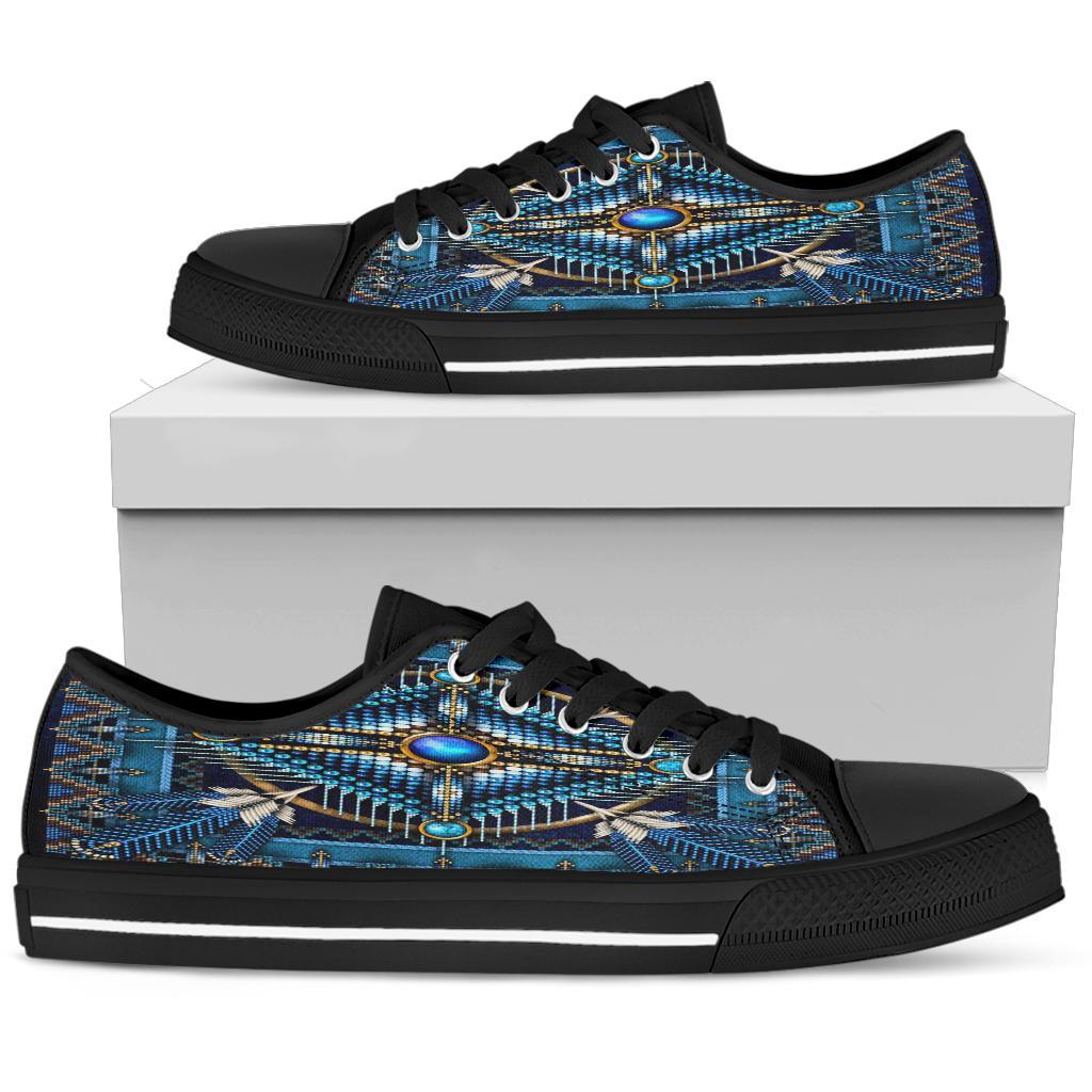 Mandala Blue Native American Design Women's Low Top Canvas Shoes LT10