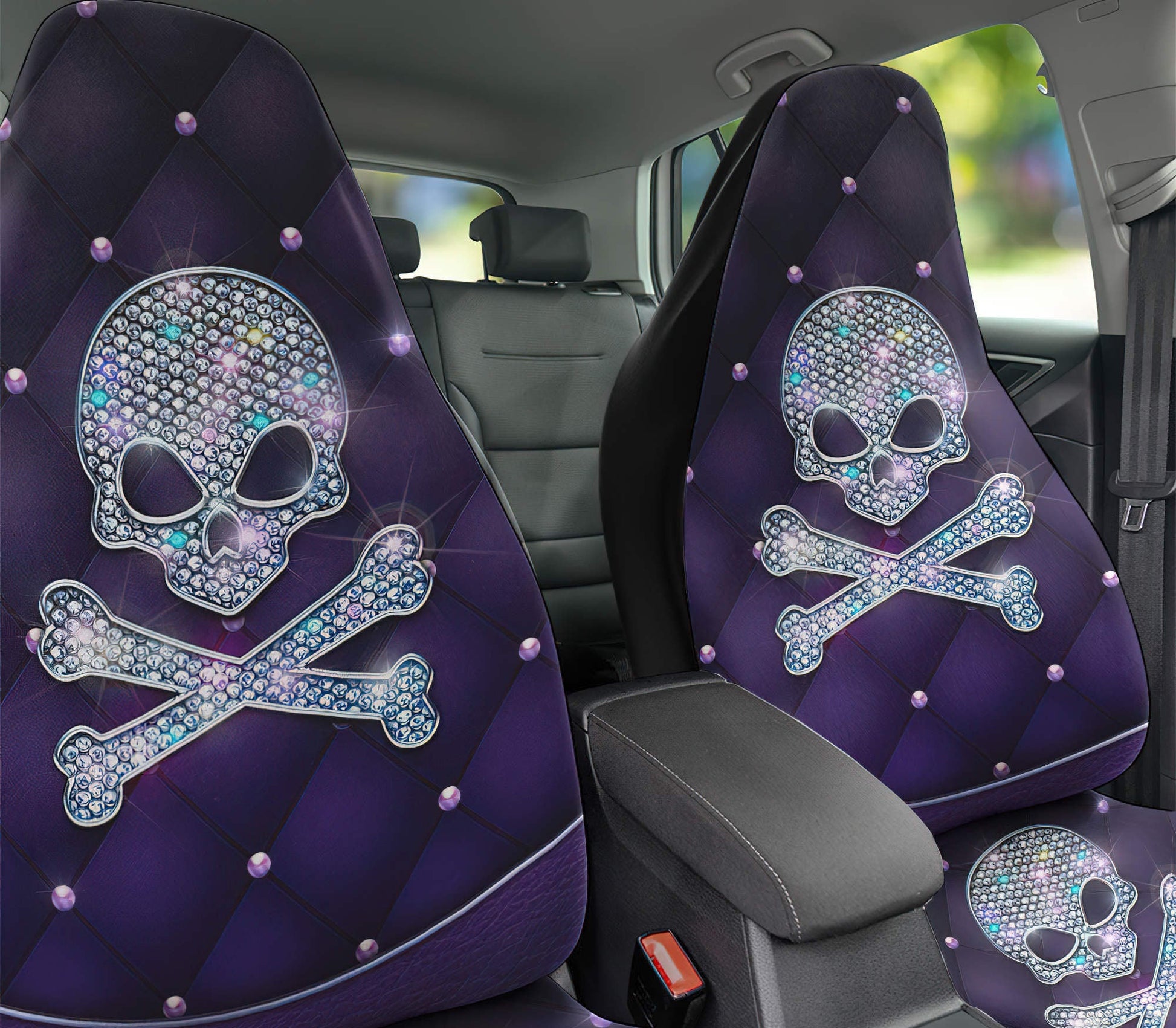 Skull Bone Diamond Car Seat Cover