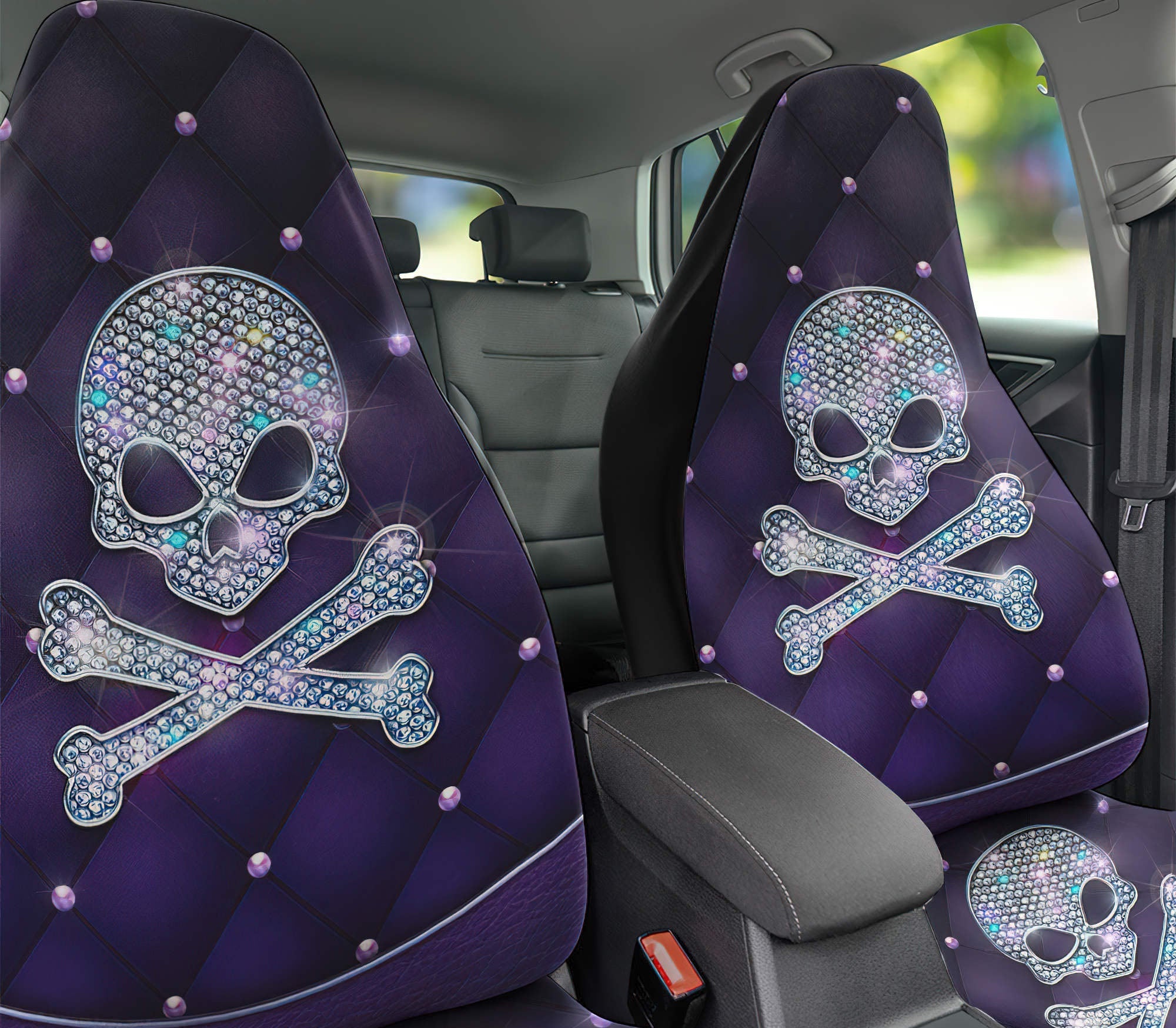 Skull Bone Diamond Car Seat Cover