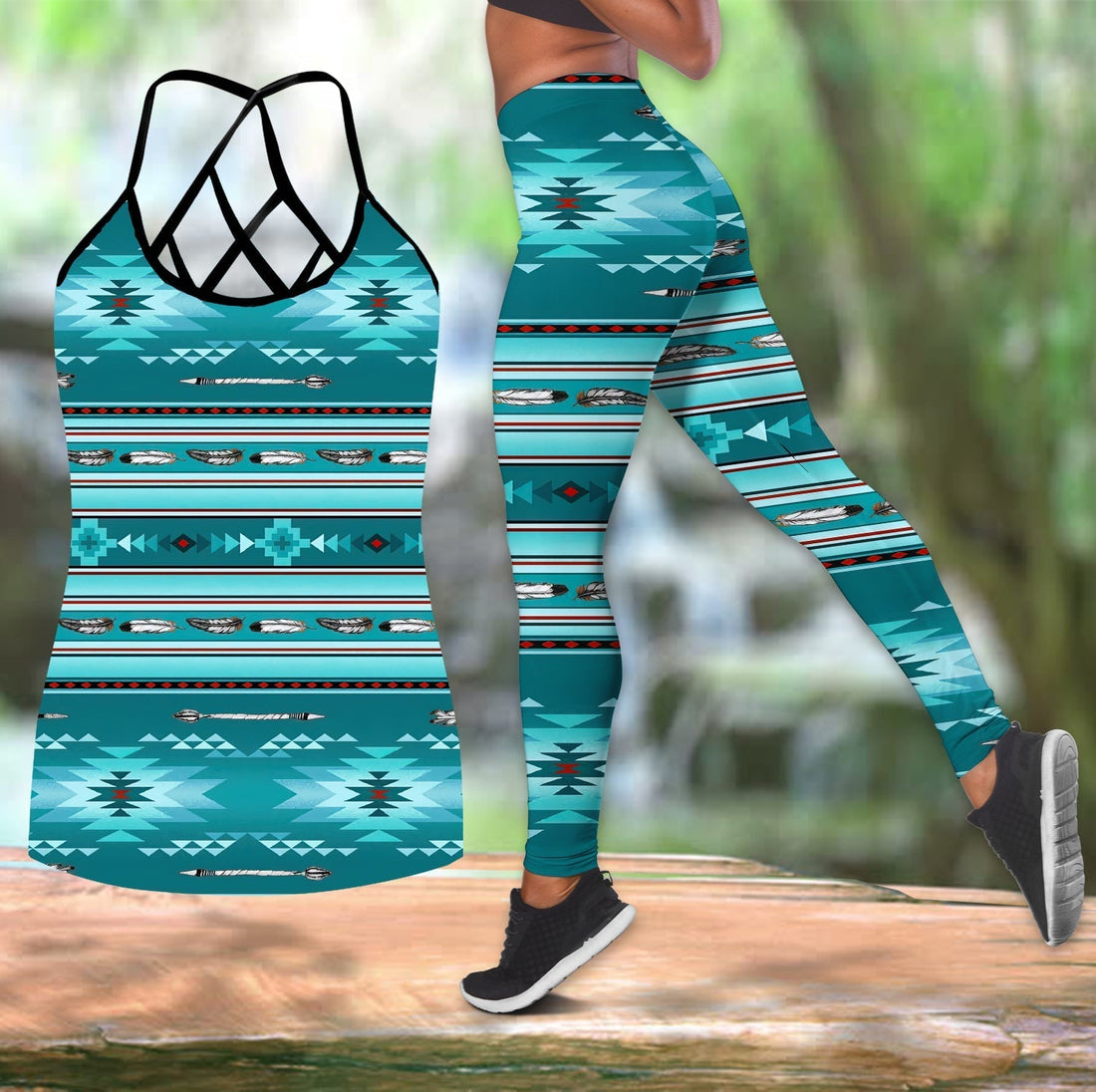 Native American Blue Light Pattern Combo Crisscross and Leggings LT10