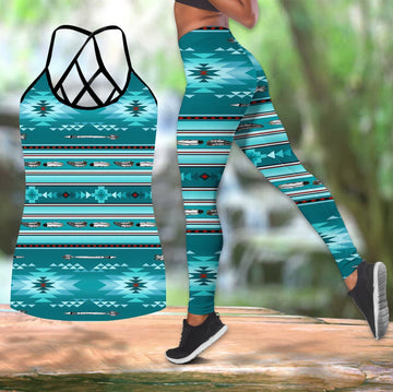 Native American Blue Light Pattern Combo Crisscross and Leggings LT10