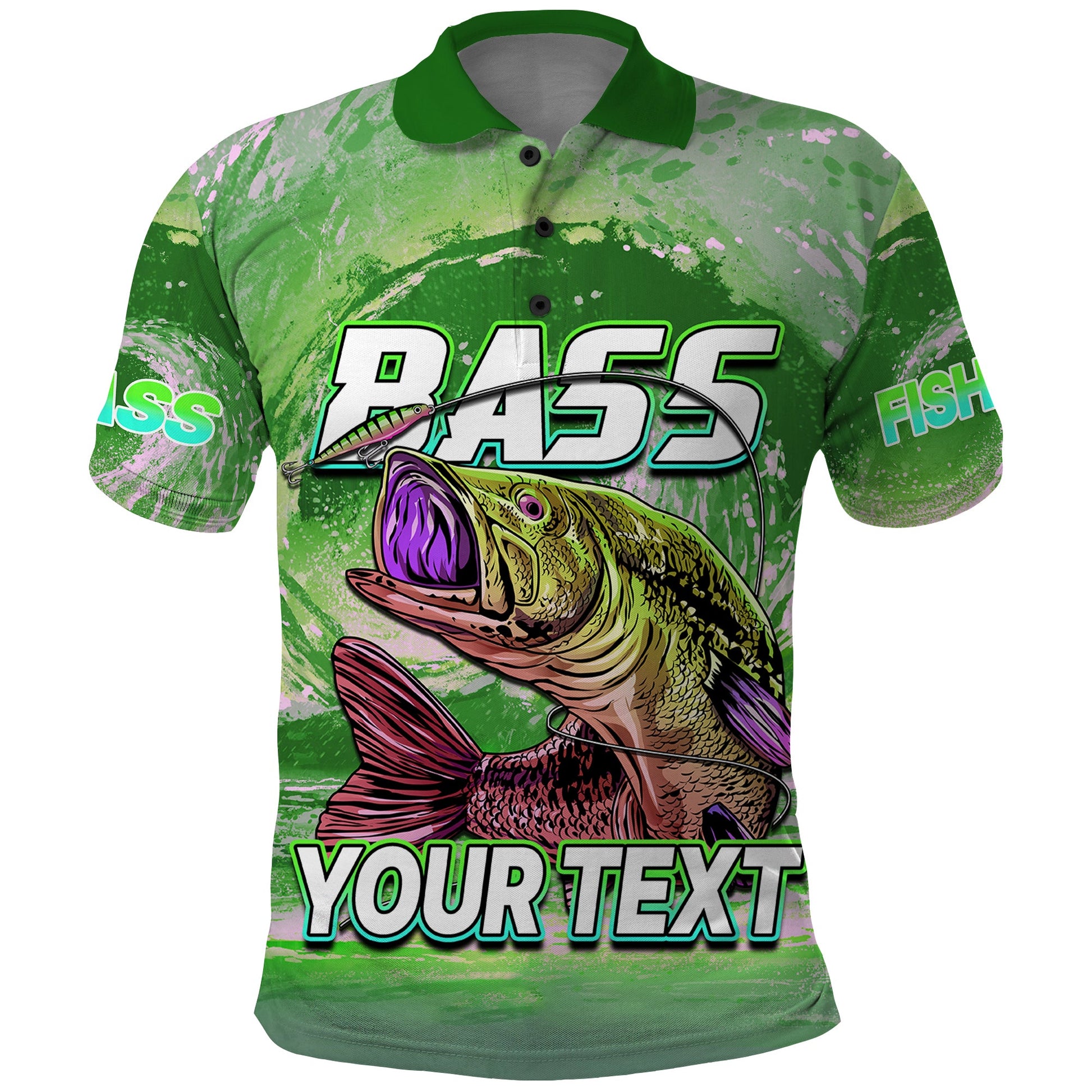 Custom Bass Fishing is Life Hook Sport Largemouth Green Polo Shirt LT9