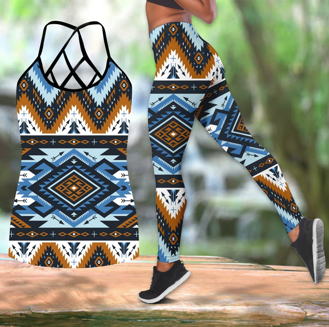 Native American Retro Colors Tribal Seamless Combo Crisscross and Leggings LT10