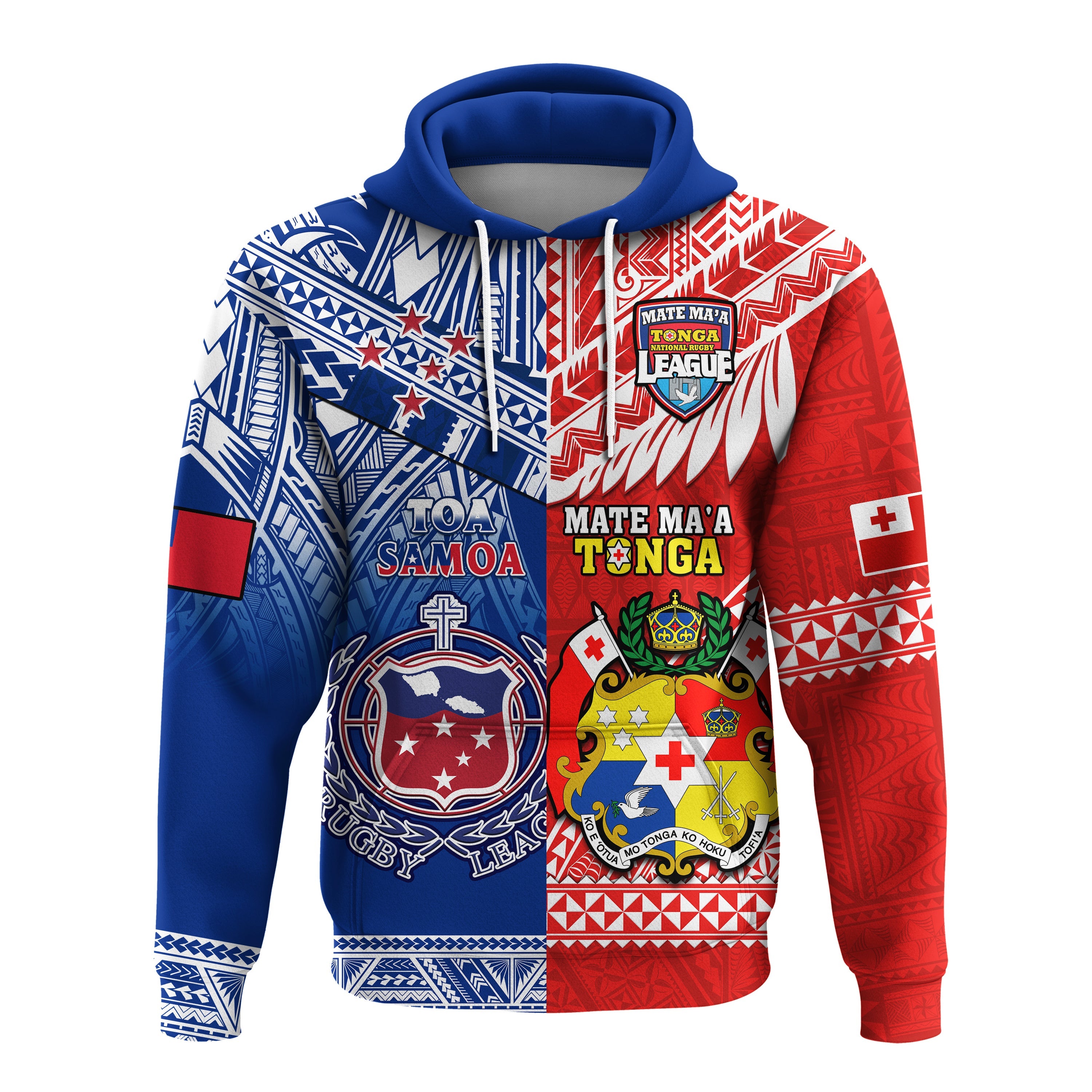 Custom Mate Maa Tonga And Toa Samoa Rugby Hoodie Polynesian Pattern LT14