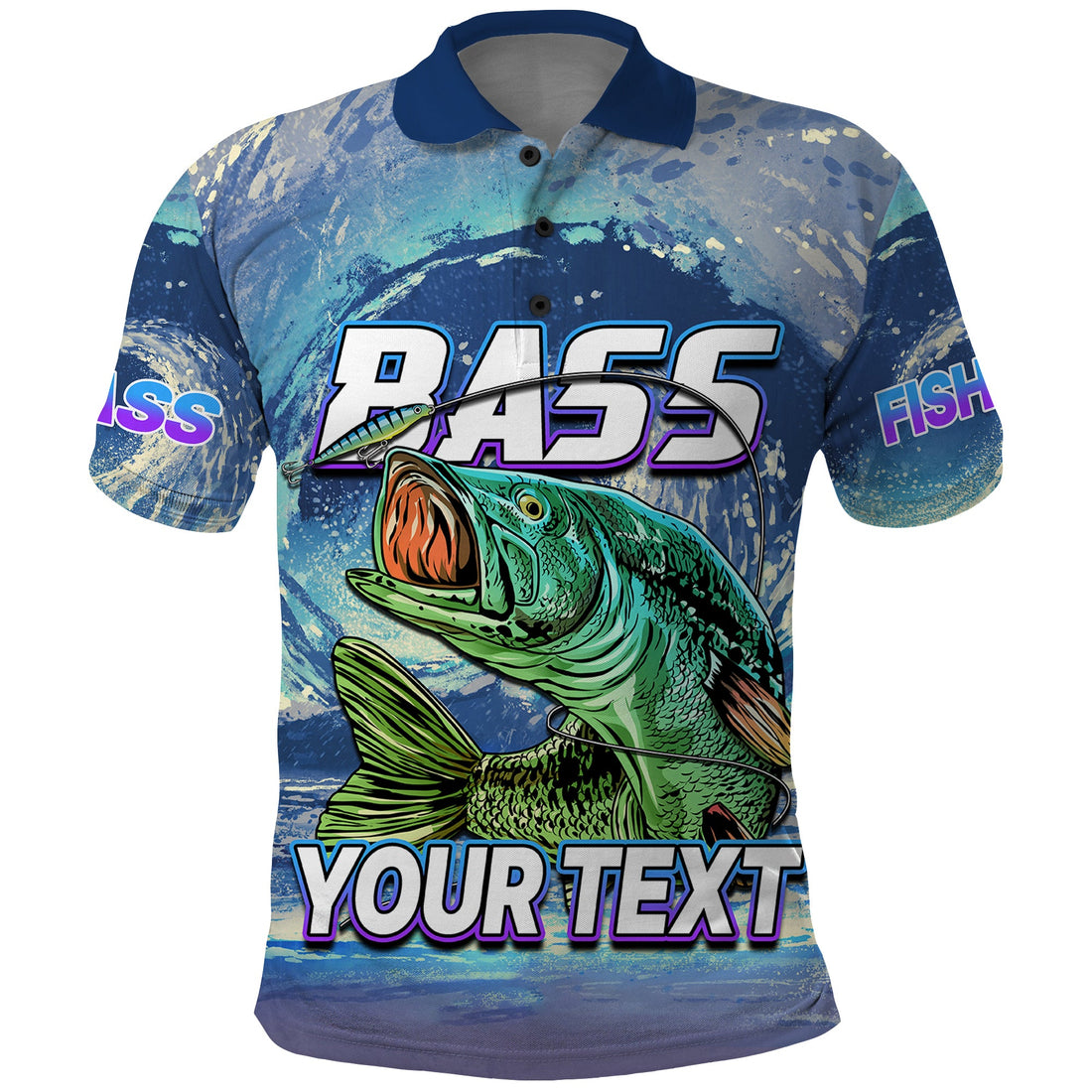 Custom Bass Fishing is Life Hook Sport Largemouth Blue Polo Shirt LT9
