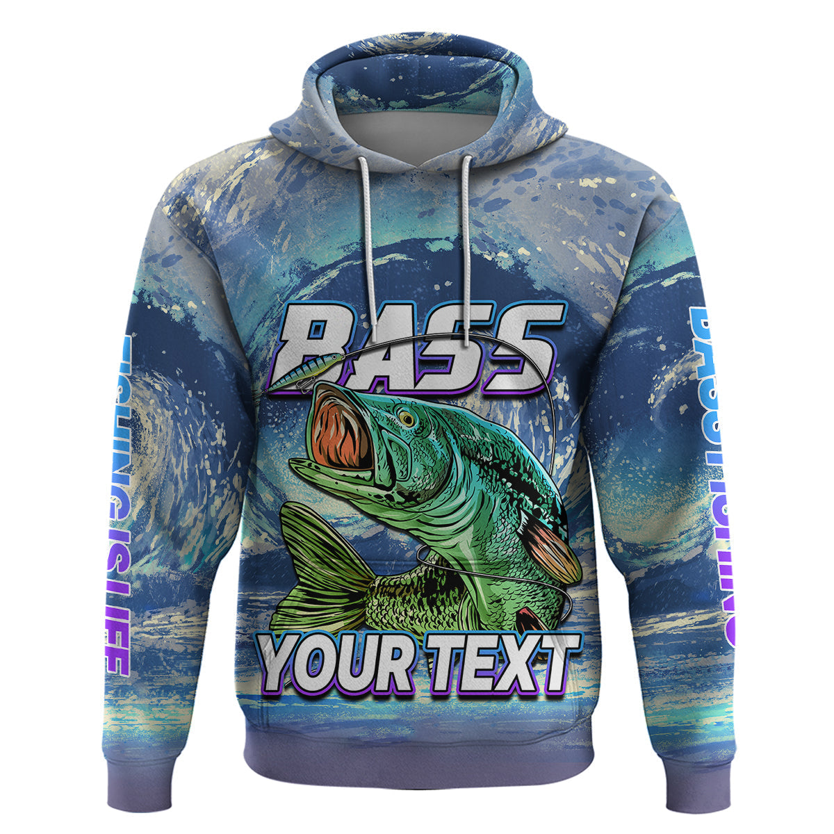 Custom Bass Fishing is Life Hoodie Hook Sport Largemouth Blue LT9