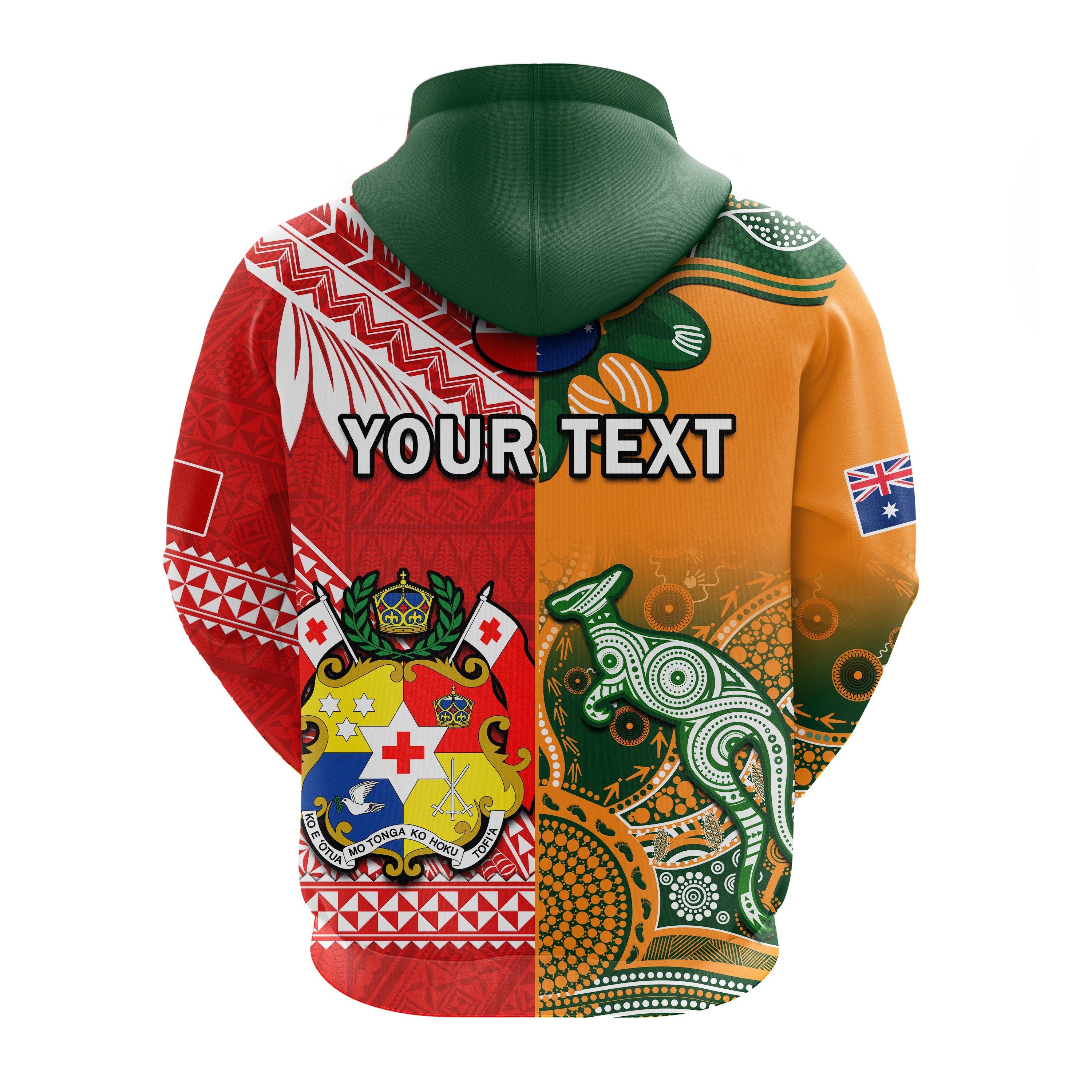 Custom Mate Maa Tonga And Wallabies Rugby Hoodie Polynesian Mix Aboriginal LT14