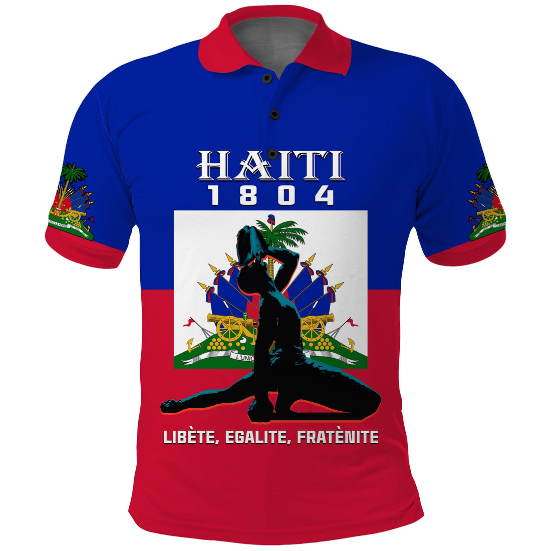 Custom Haiti Polo Shirt Negre Marron With Haitian Flag LT14