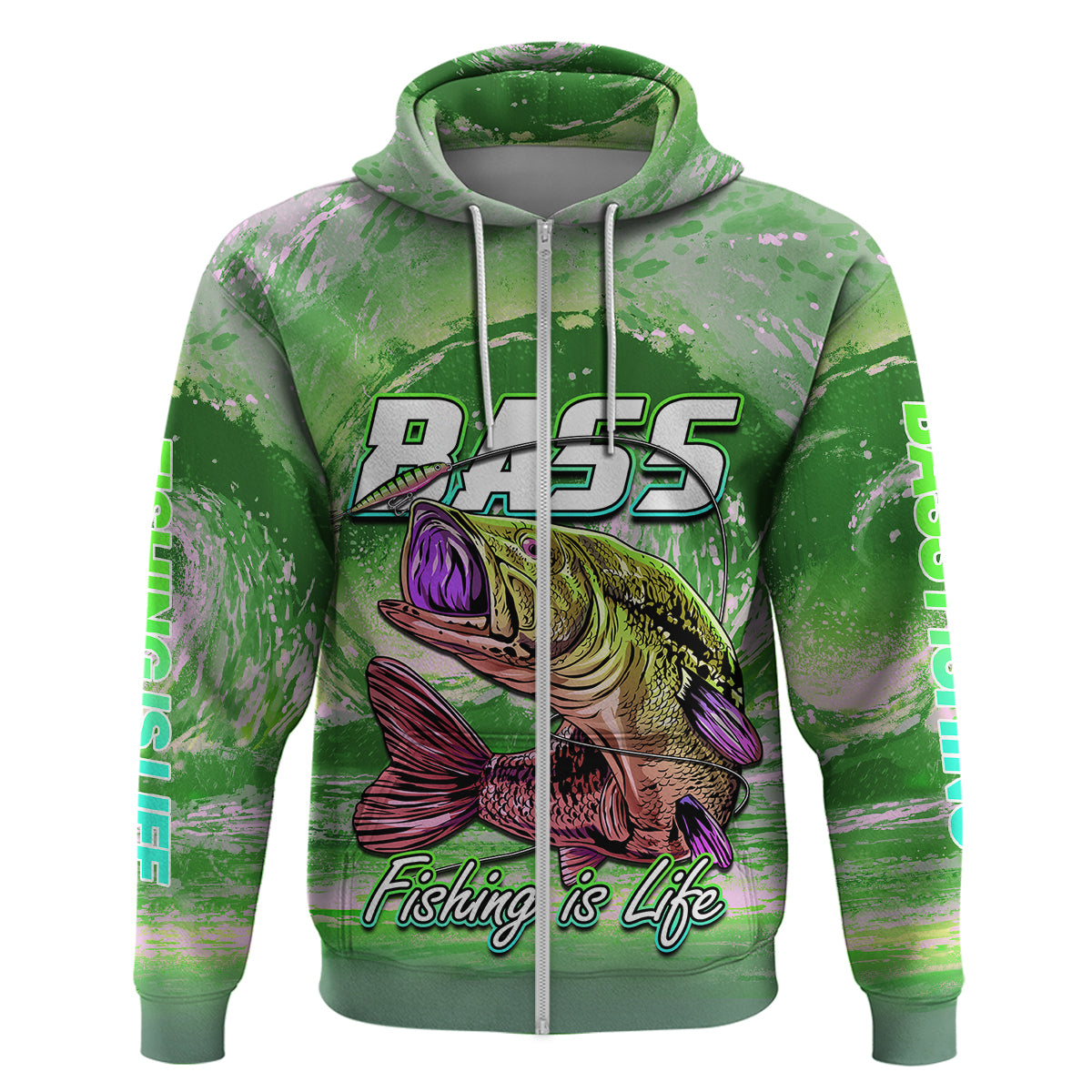 Bass Fishing is Life Hook Sport Largemouth Green Hoodie LT9
