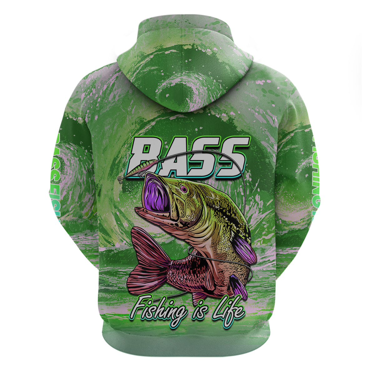 Bass Fishing is Life Hook Sport Largemouth Green Hoodie LT9