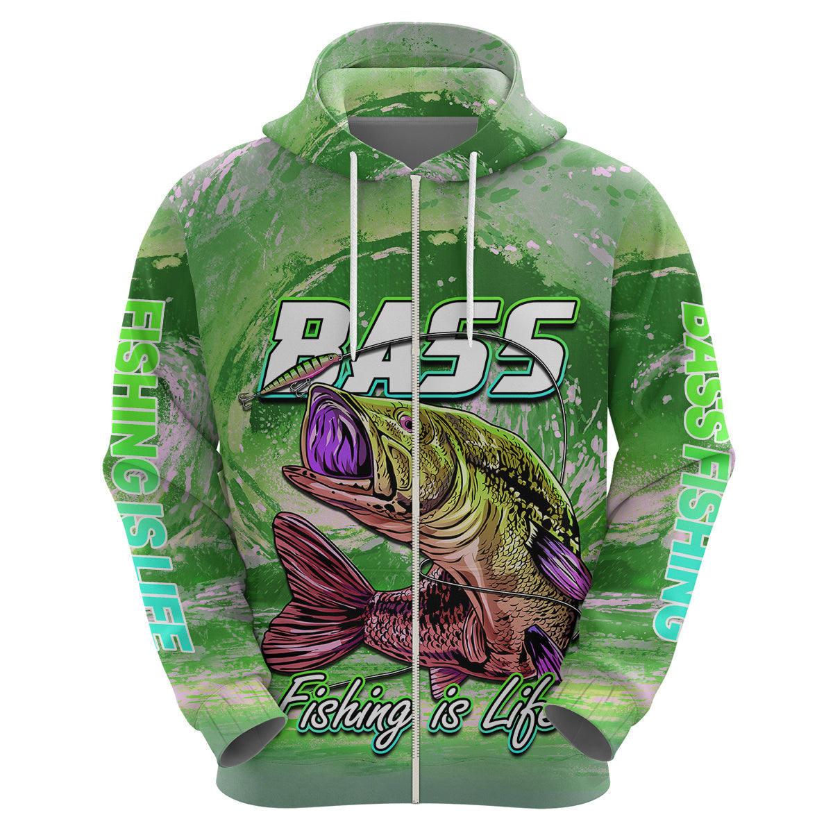 Bass Fishing is Life Hook Sport Largemouth Green Hoodie LT9