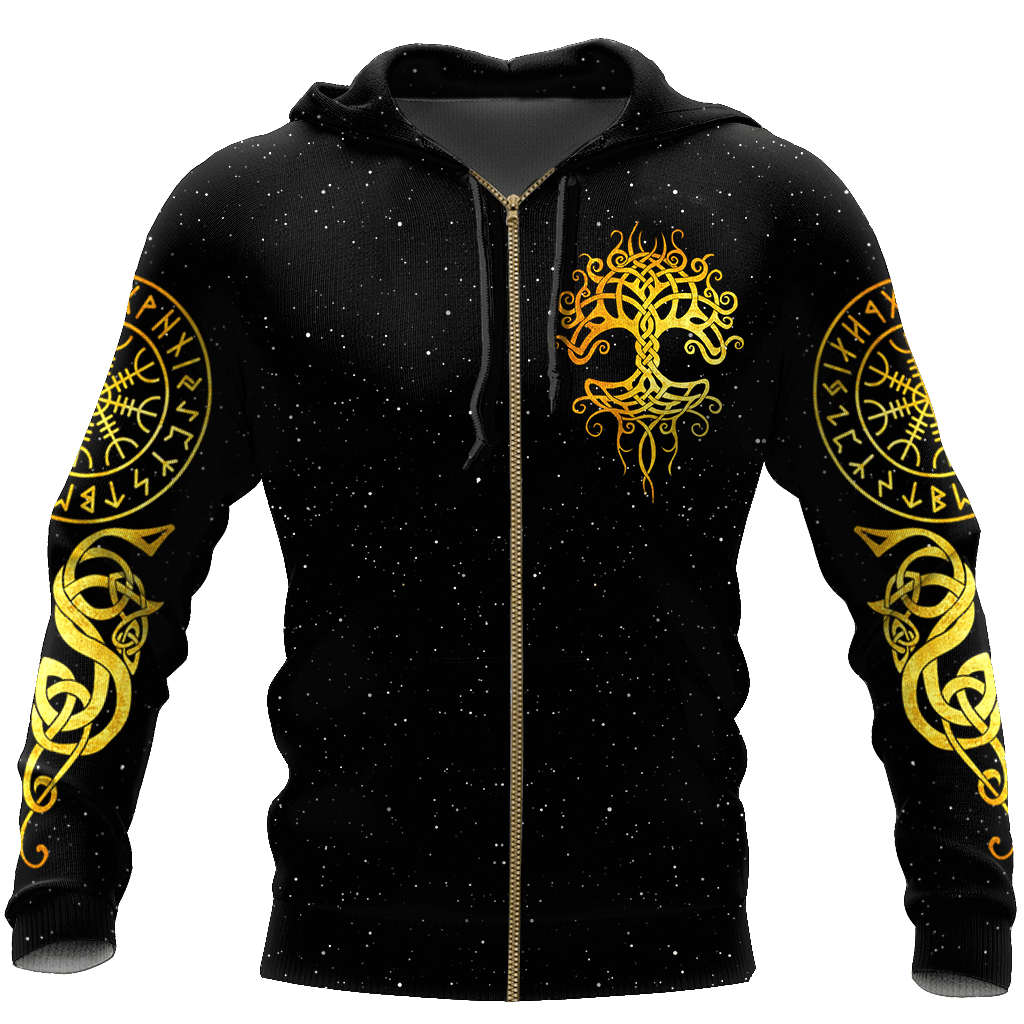 Viking Clothing Gold Tree Of Life Viking Hoodie RLT12