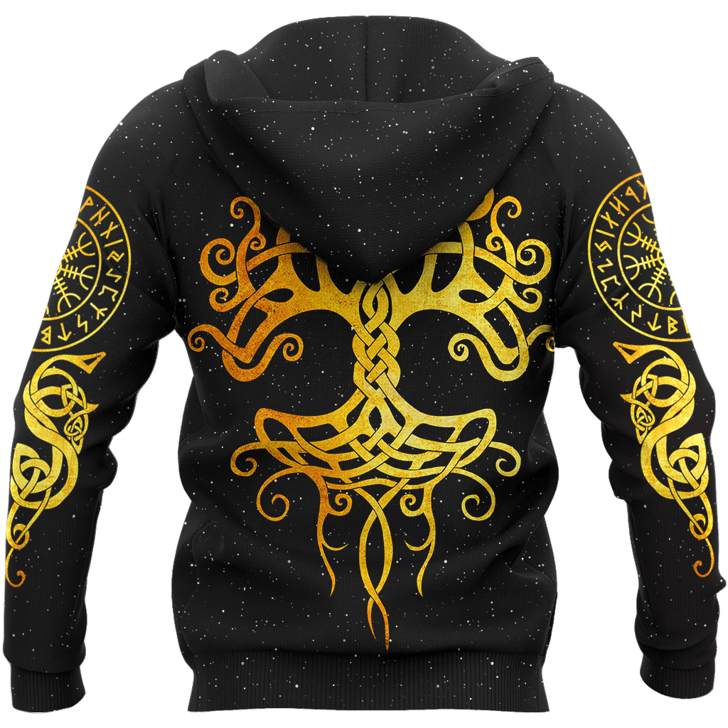 Viking Clothing Gold Tree Of Life Viking Hoodie RLT12