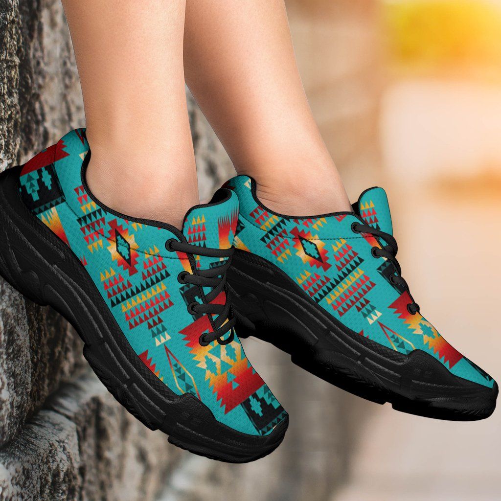 Blue Native Tribes Pattern Native American Chunky Sneakers LT10