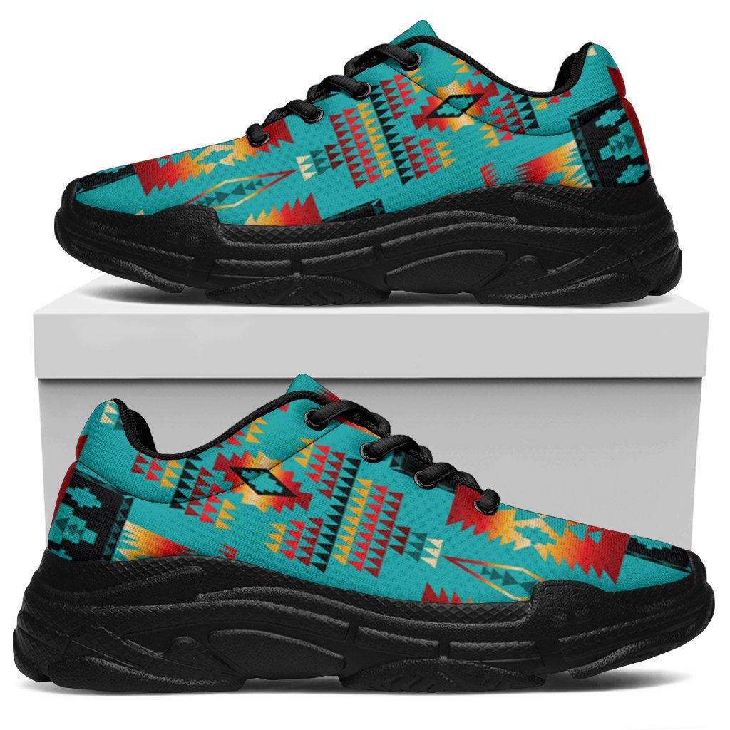 Blue Native Tribes Pattern Native American Chunky Sneakers LT10
