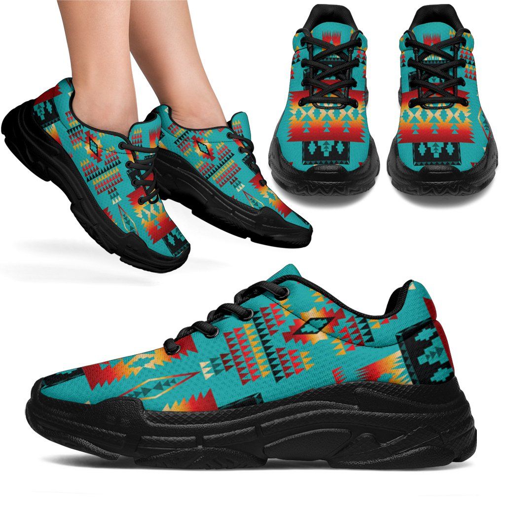 Blue Native Tribes Pattern Native American Chunky Sneakers LT10