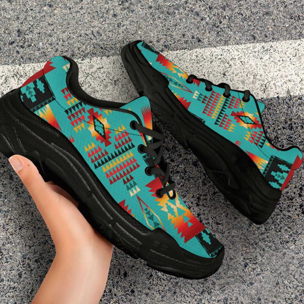Blue Native Tribes Pattern Native American Chunky Sneakers LT10