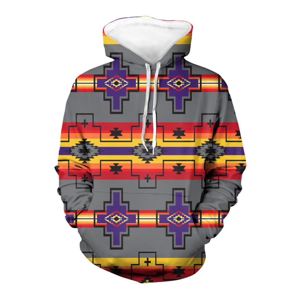 Purple Tribes Design Native American 3D Hoodie LT10