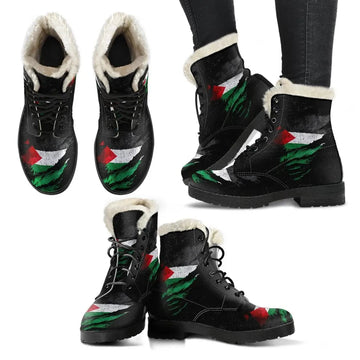 Palestine In Me Faux Fur Leather Boots Special Grunge Style RLT13