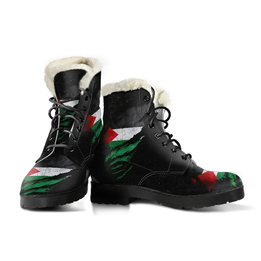 Palestine In Me Faux Fur Leather Boots Special Grunge Style RLT13