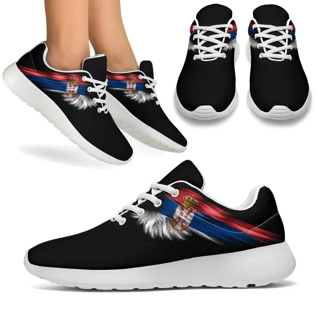 Serbia Sneakers Wings Flag Women's/Men's Black Version RLT7
