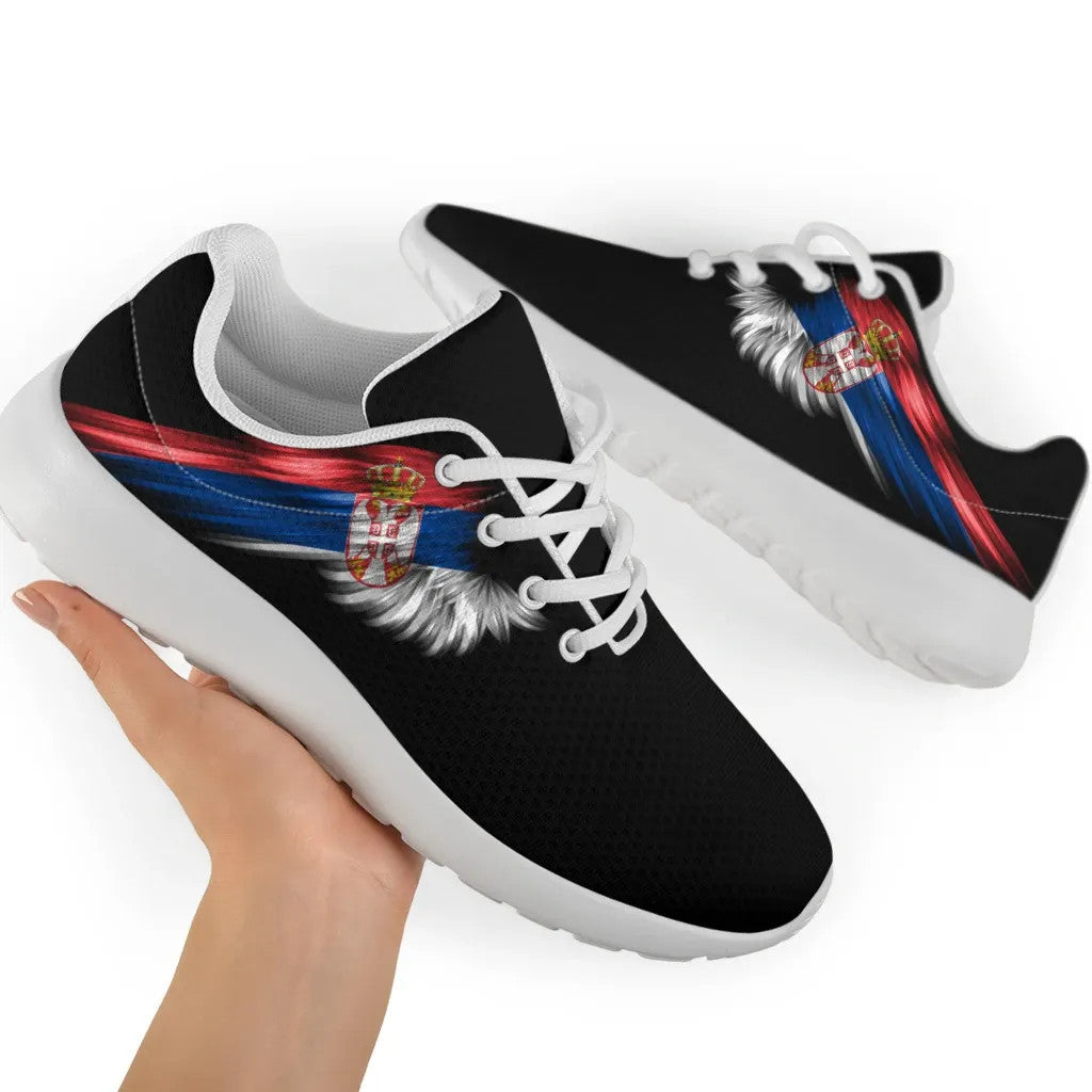 Serbia Sneakers Wings Flag Women's/Men's Black Version RLT7