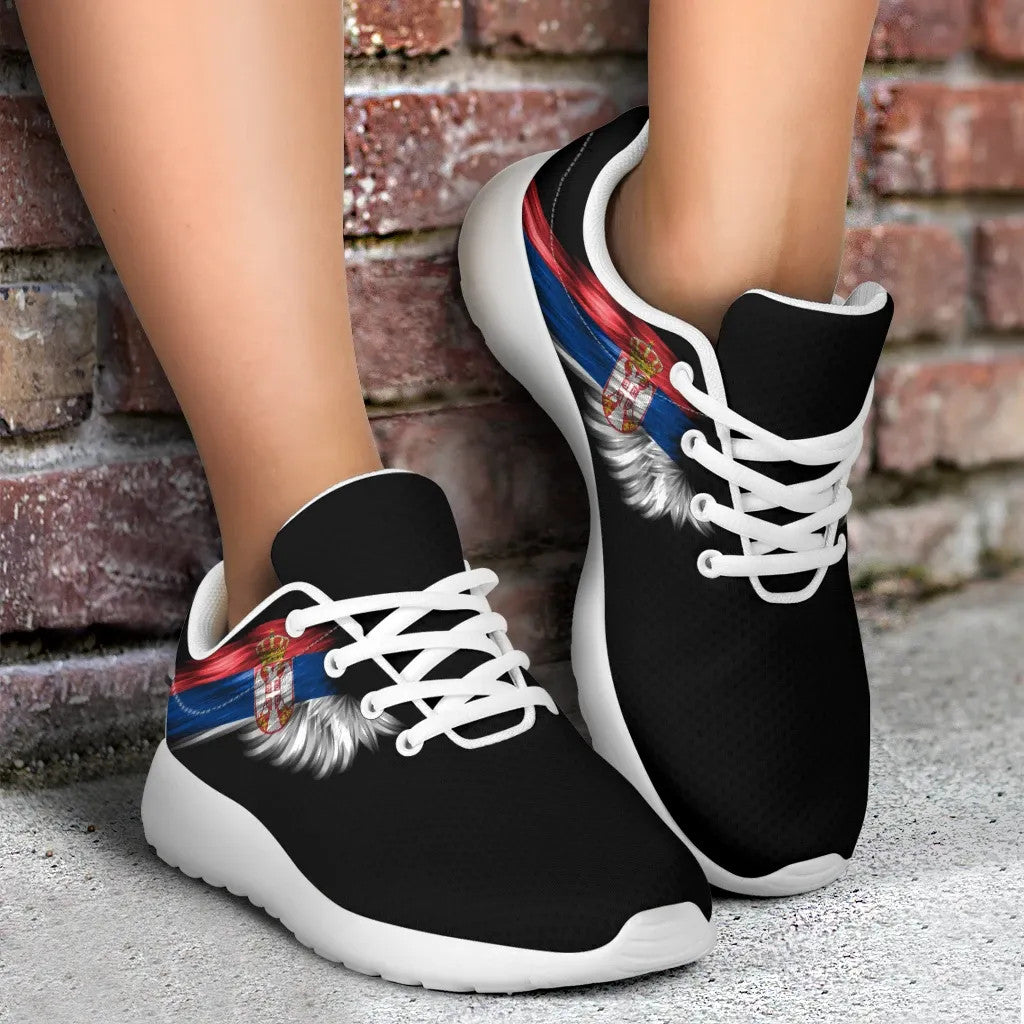 Serbia Sneakers Wings Flag Women's/Men's Black Version RLT7