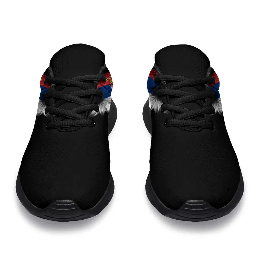 Serbia Sneakers Wings Flag Women's/Men's Black Version RLT7