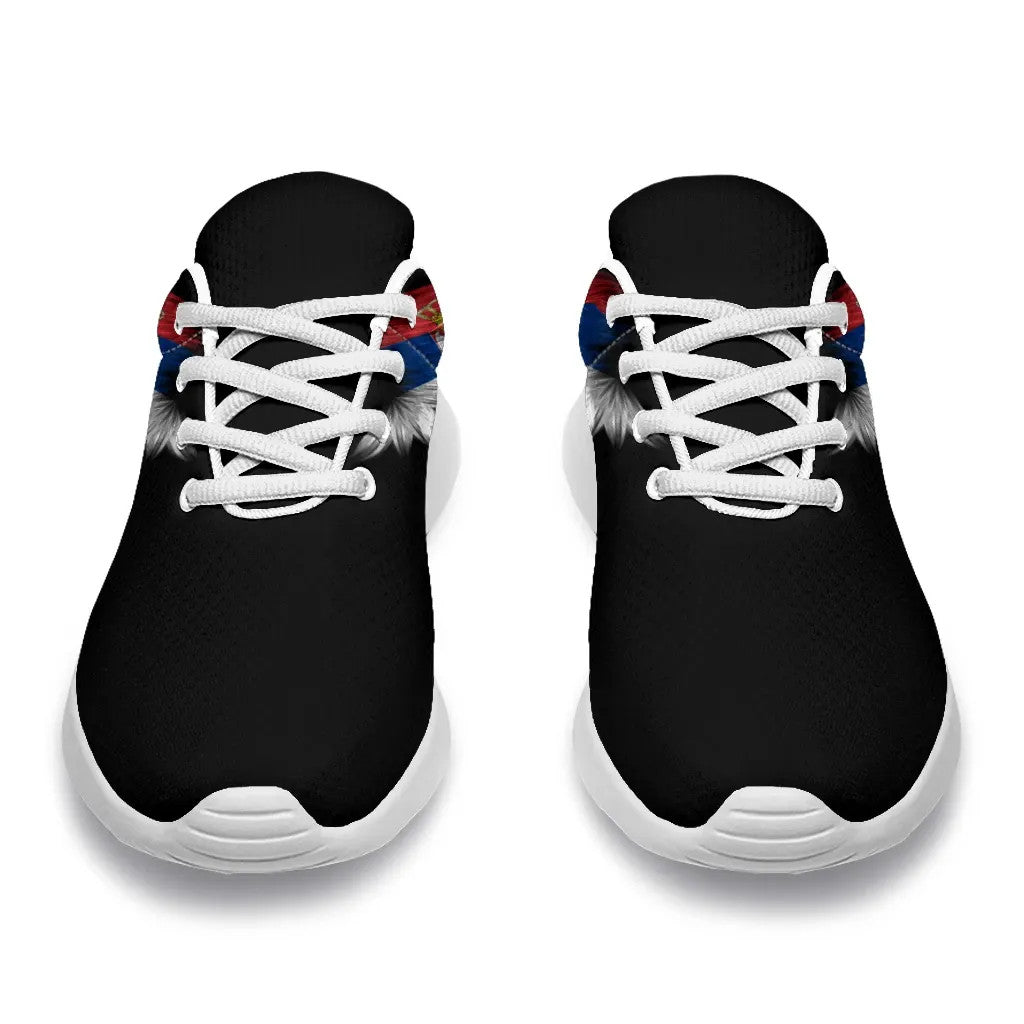 Serbia Sneakers Wings Flag Women's/Men's Black Version RLT7