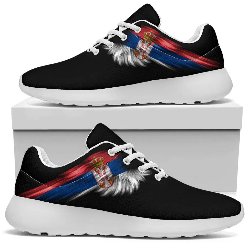 Serbia Sneakers Wings Flag Women's/Men's Black Version RLT7