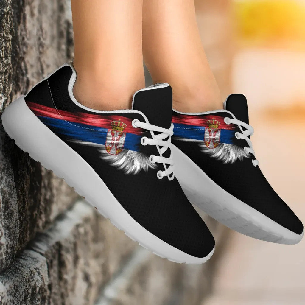 Serbia Sneakers Wings Flag Women's/Men's Black Version RLT7