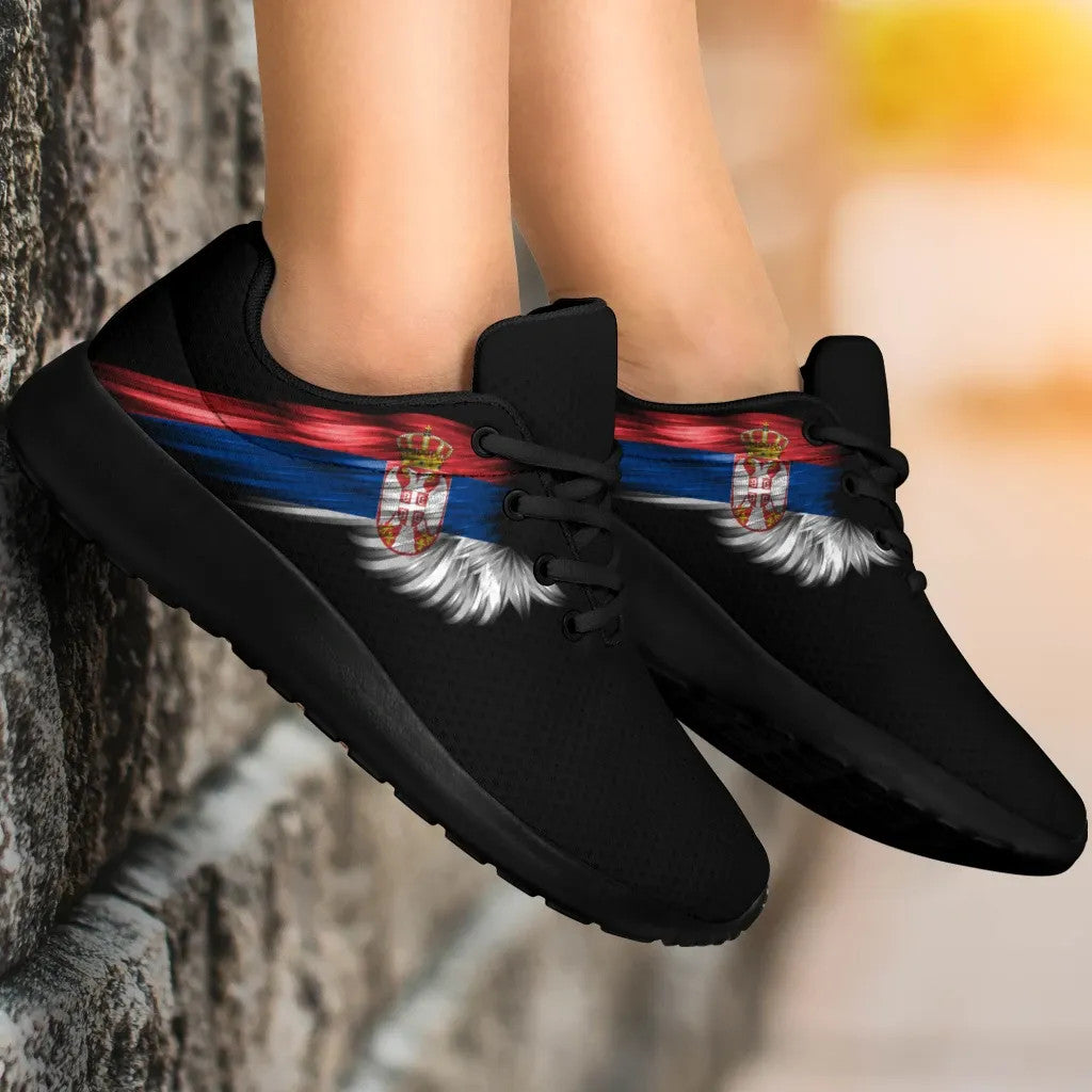 Serbia Sneakers Wings Flag Women's/Men's Black Version RLT7
