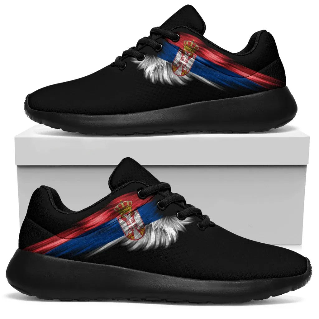 Serbia Sneakers Wings Flag Women's/Men's Black Version RLT7