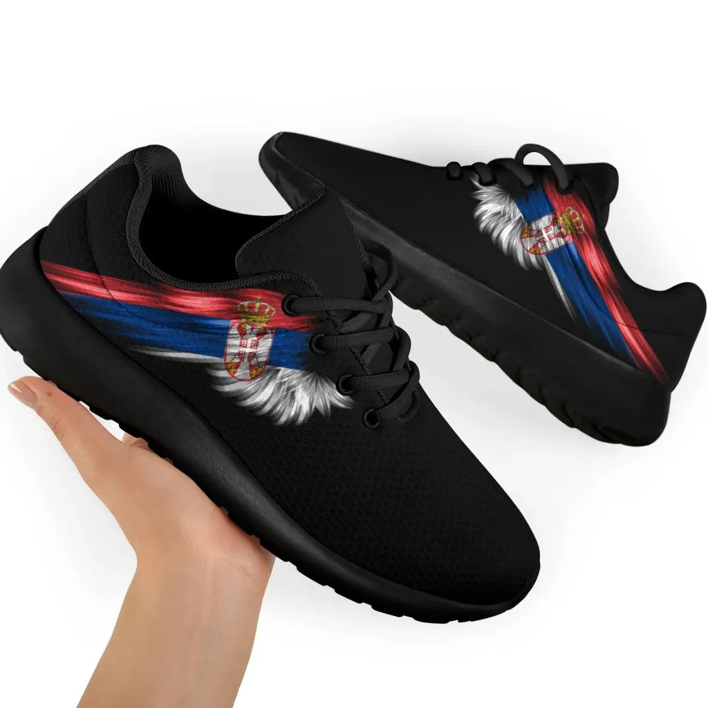 Serbia Sneakers Wings Flag Women's/Men's Black Version RLT7