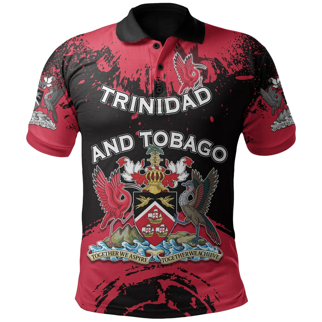 Trinidad and Tobago Scarlet Ibis Polo Shirt Coat Of Arms RLT6