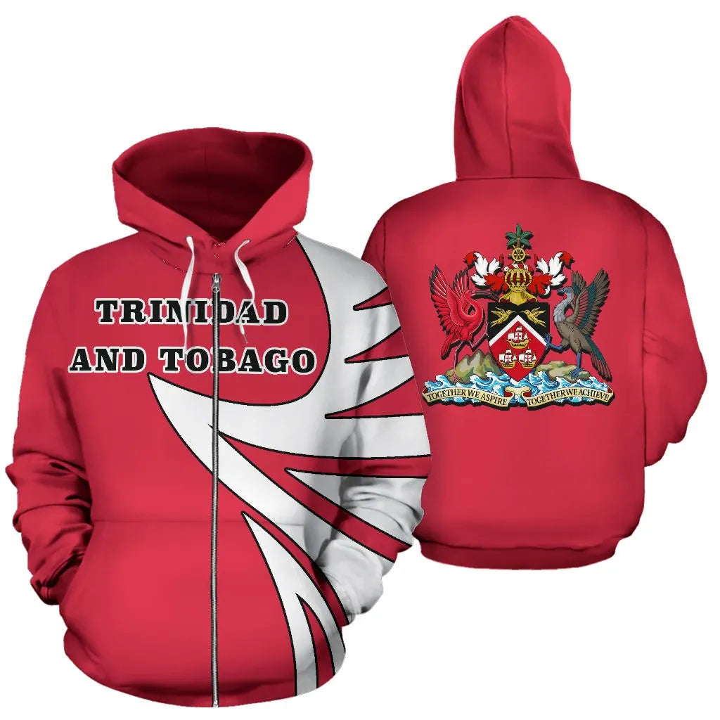 Trinidad and Tobago Zip Up Hoodie Coat Of Arms Warrior Style RLT6