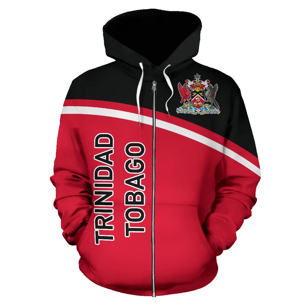Trinidad Tobago All Over Zip Up Hoodie Curve Version RLT6