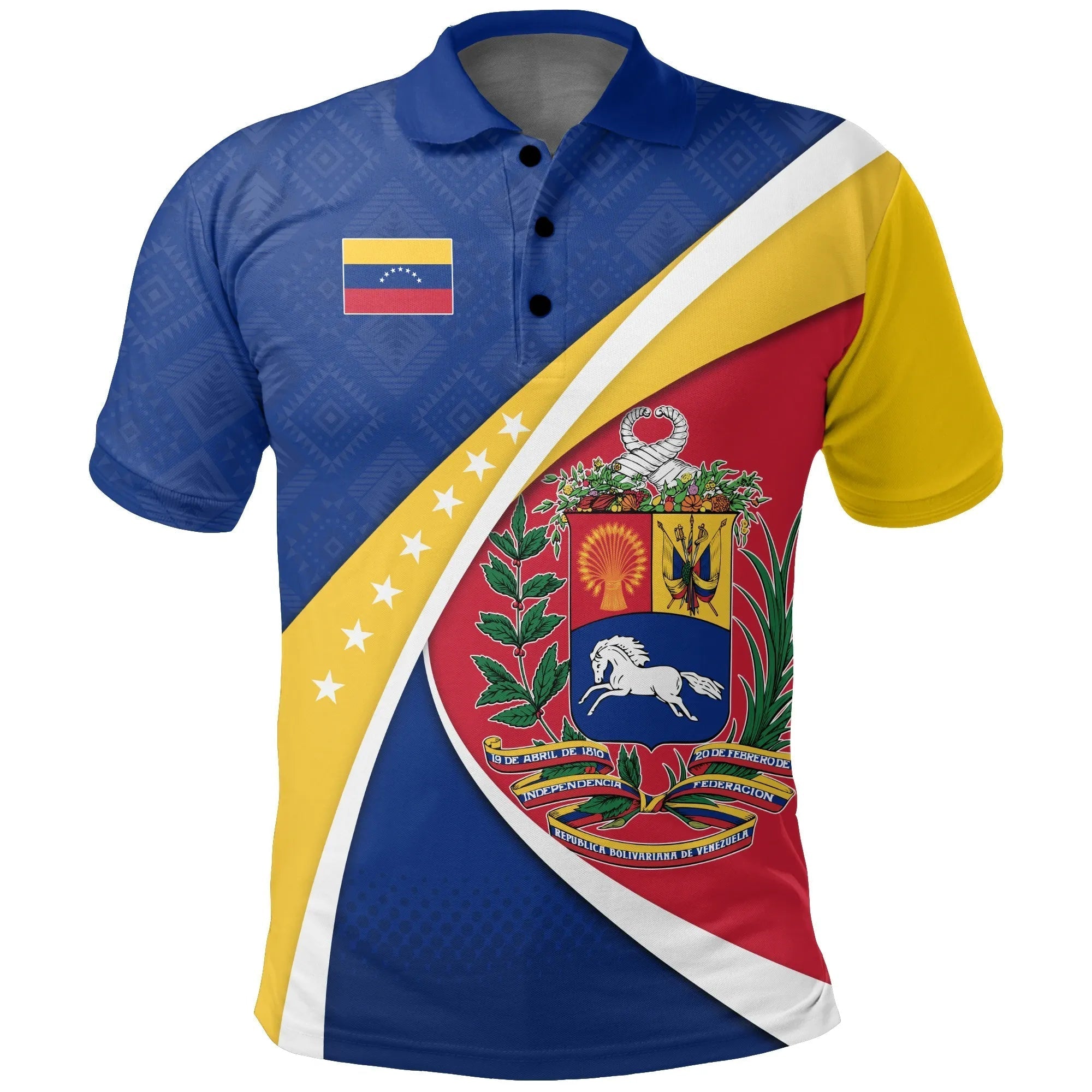 Venezuela Polo Shirt, Venezuela Coat Of Arms Pattern RLT7