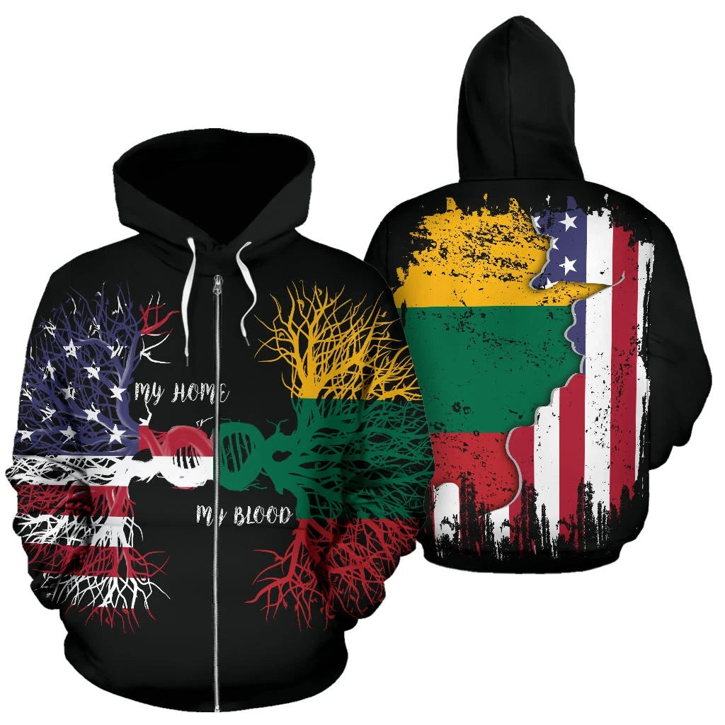 American Grown Lithuania Root DNA Zip Hoodie RLT6