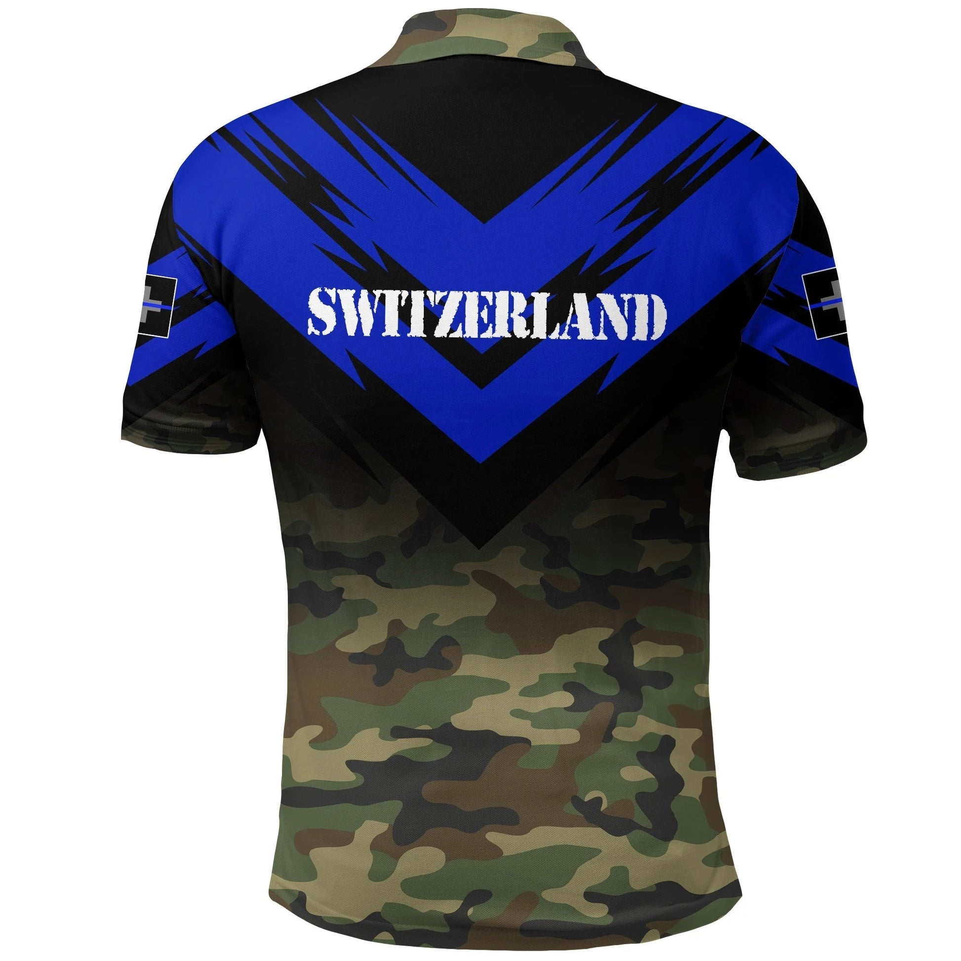 Switzerland Flag Polo Shirt Based Version Of The Thin Blue Line Symbol A25 RLT13