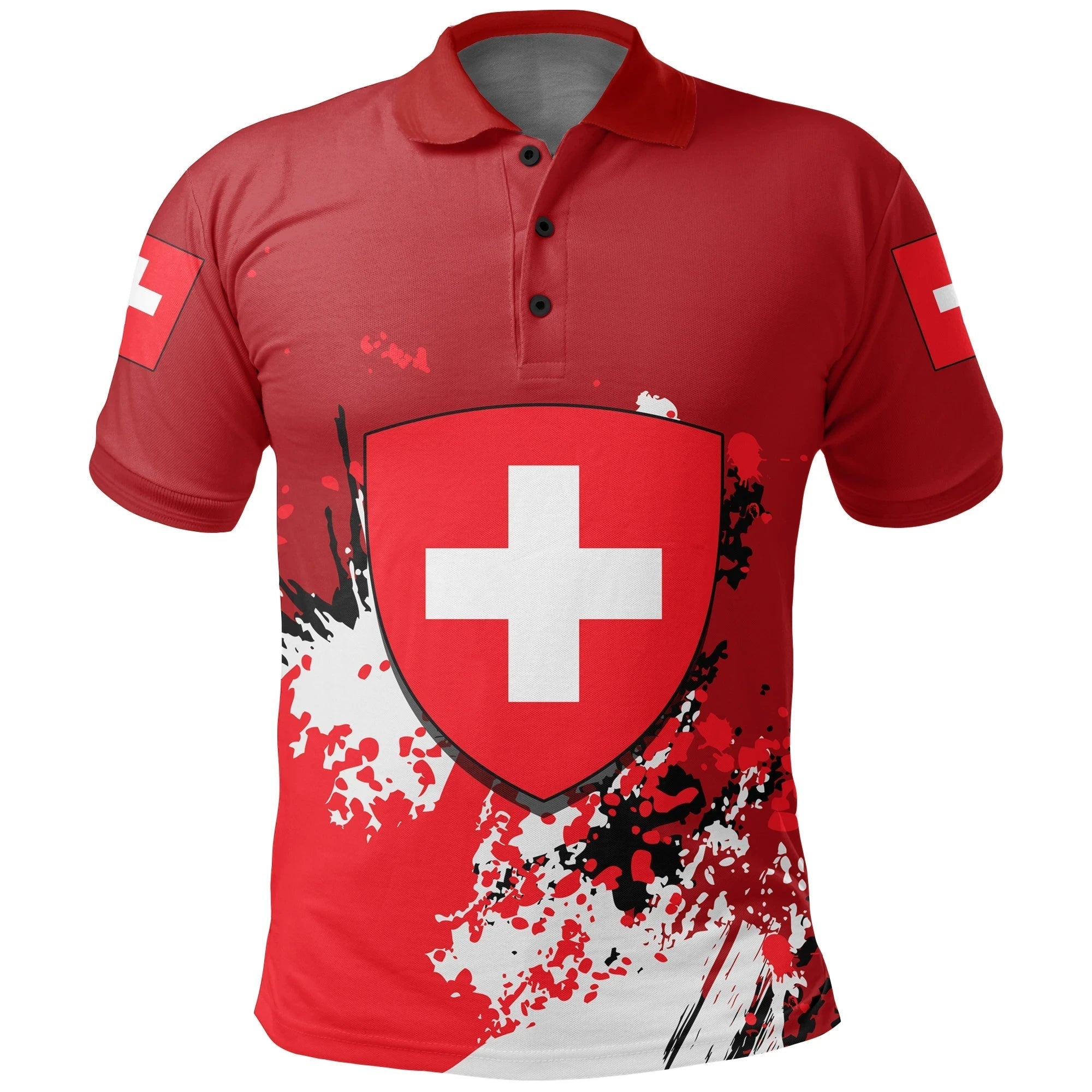 Switzerland Polo Shirt Coat Of Arms Spaint Style RLT13