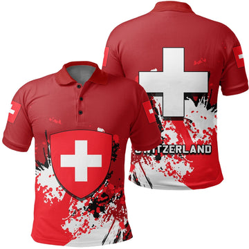 Switzerland Polo Shirt Coat Of Arms Spaint Style RLT13